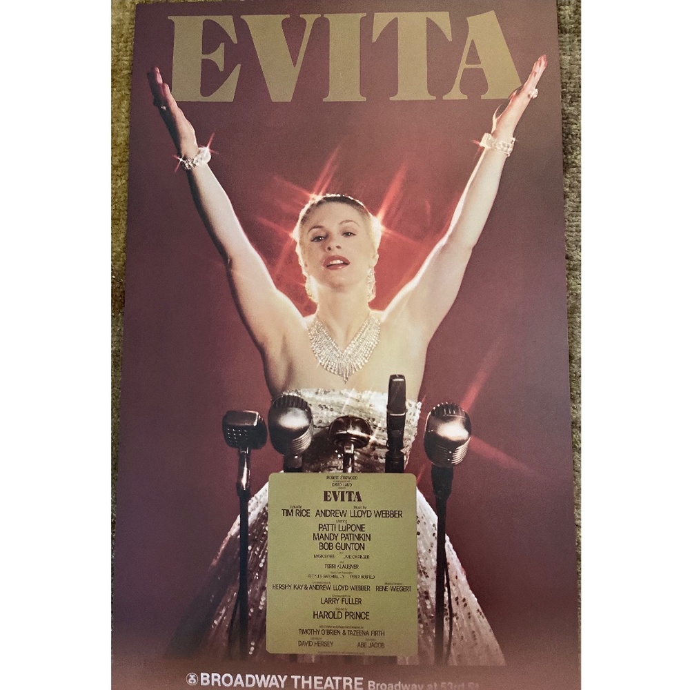 Evita Broadway Theater NYC Broadway poster 22" x 14" Gently used